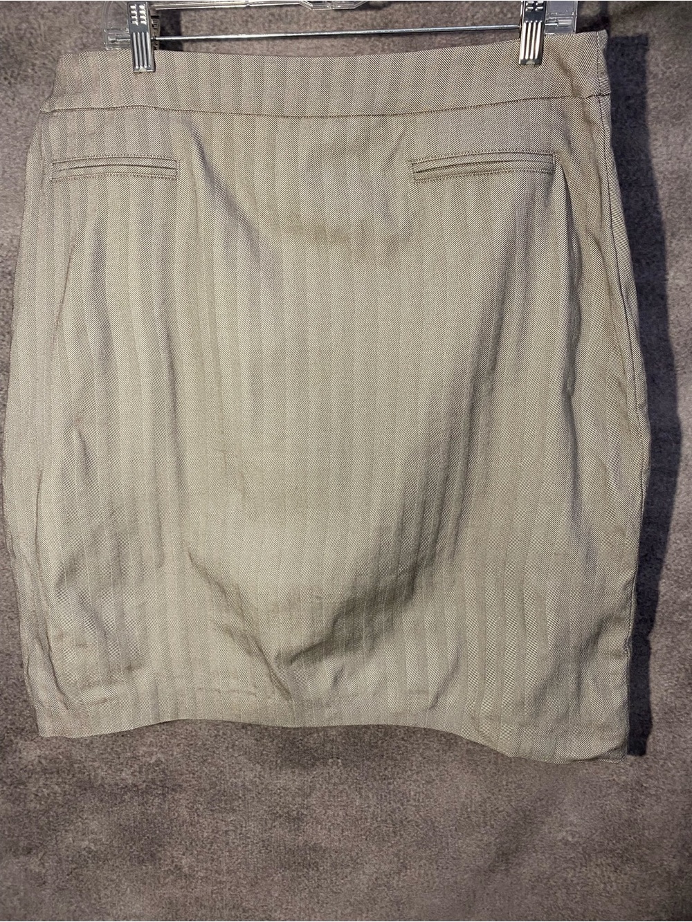 Margaret M 1X Brown Herringbone Stretch Pencil Skirt Back Vent Made in Canada